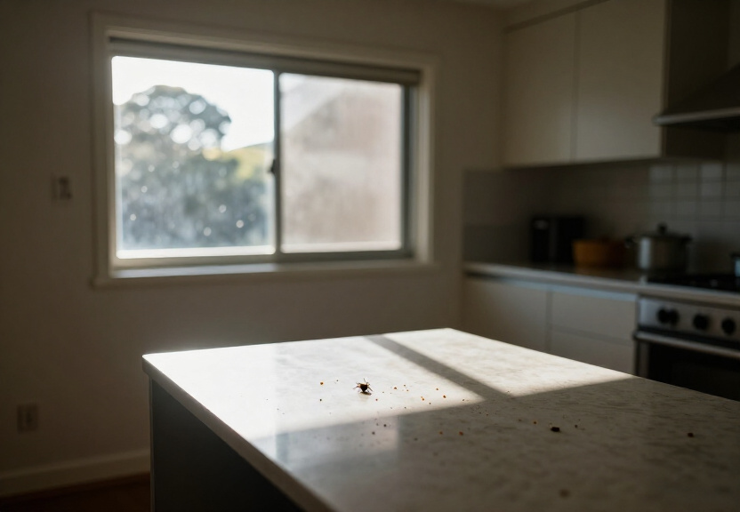 Cockroaches in a Croydon Park kitchen before treatment